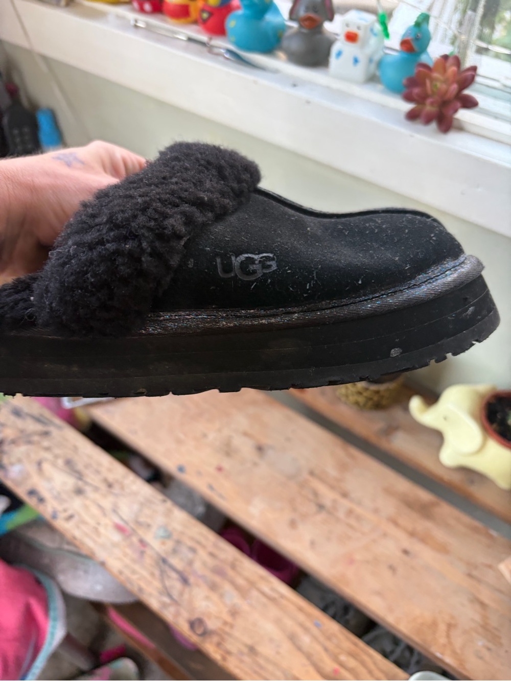 UGG Black Shearling Slide - Plush Slip-On